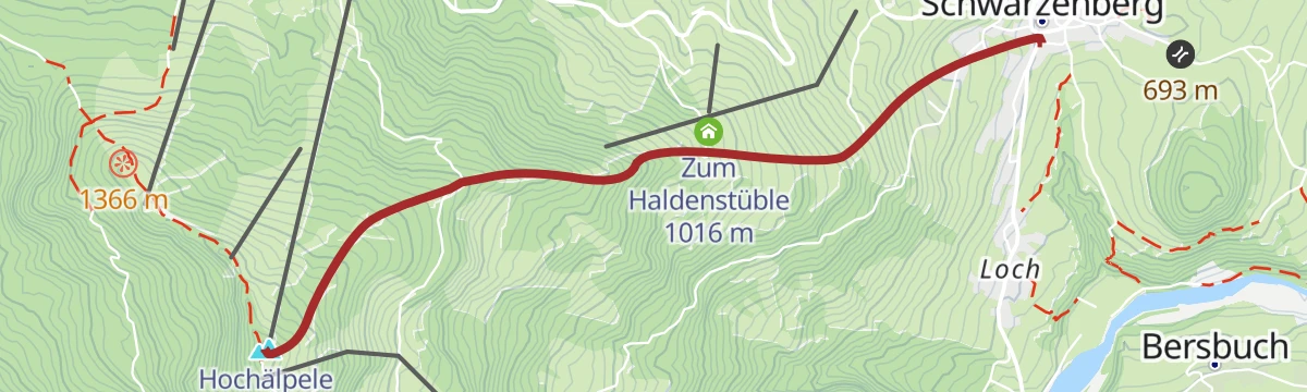 Route map: Schwarzenberg - Hochälpelekopf